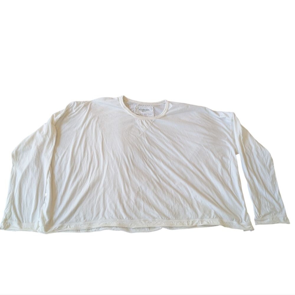 Alabama Chanin Off White Cream Long Sleeve Organic Cotton Top sz XL